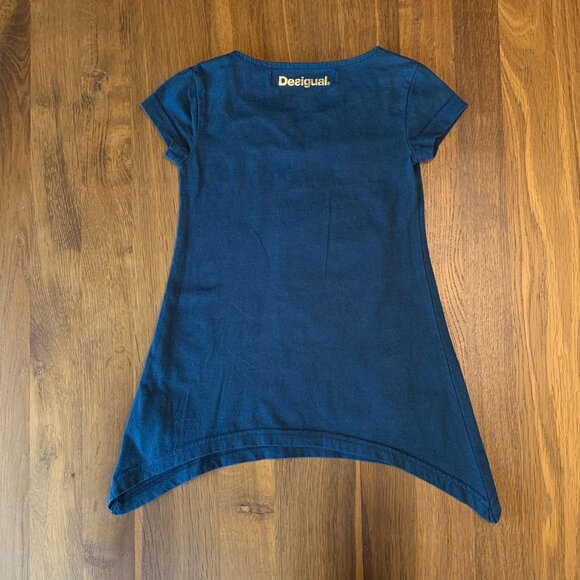 DESIGUAL Dragon T-Shirt Top Girls 3-4 3T 4T Asymmetric Tunic Embroidered Tee - Picture 2 of 5